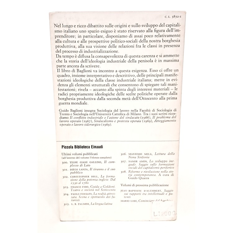 L'ideologia della borghesia industriale nell'Italia liberale