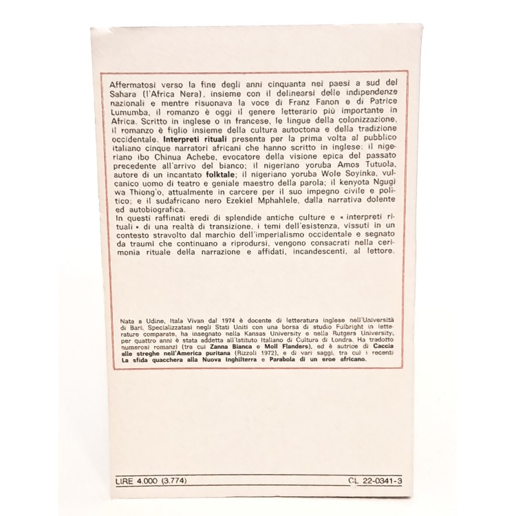 Interpreti rituali. Il romanzo dell'Africa nera