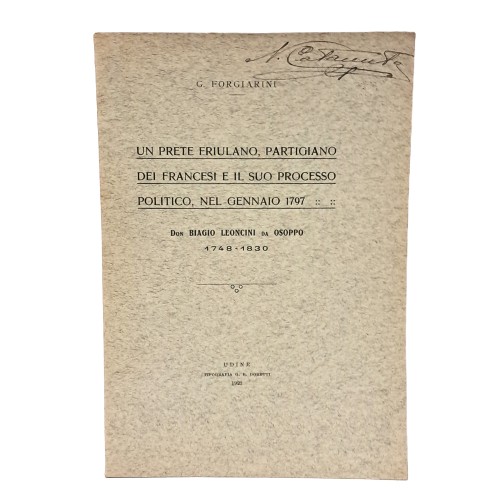 Un prete friulano, partigiano dei francesi e il suo processo politico, nel gennaio 1797
