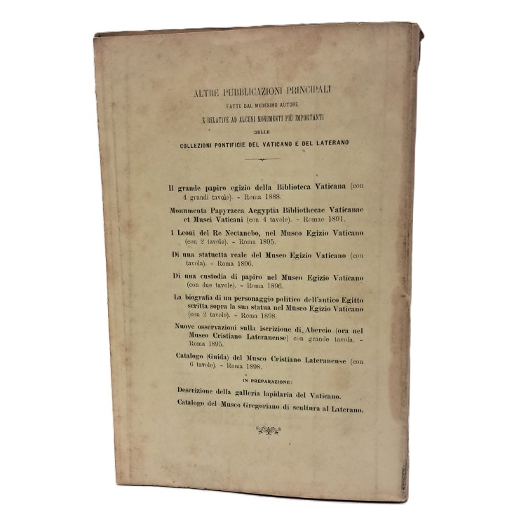 Catalogo del Museo Egizio Vaticano con la traduzione dei principali testi geroglifici