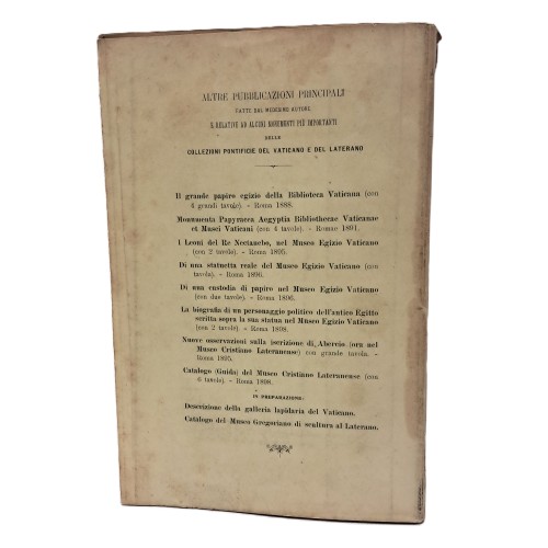 Catalogo del Museo Egizio Vaticano con la traduzione dei principali testi geroglifici