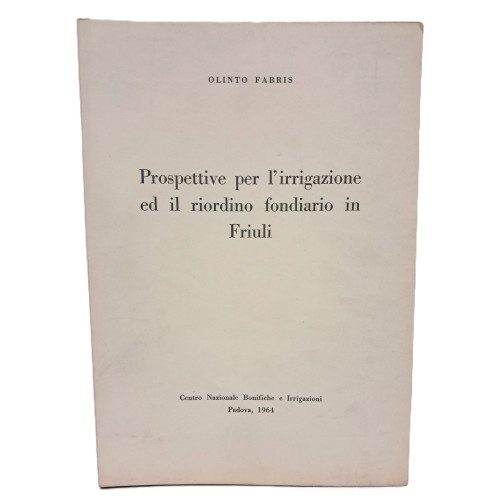 Prospettive per l'irrigazione ed il riordino fondiario in Friuli
